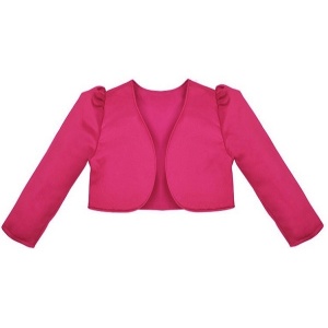 Girls Cerise Pink Satin Long Sleeved Bolero